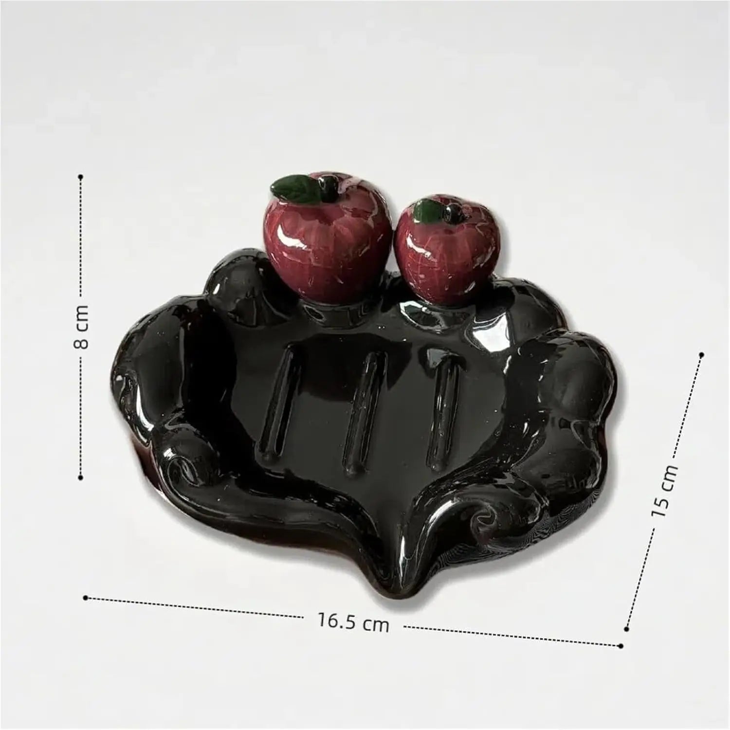 Ceramic soap dish with drainage slot, featuring a creative apple design; a household soap holder/soap box.