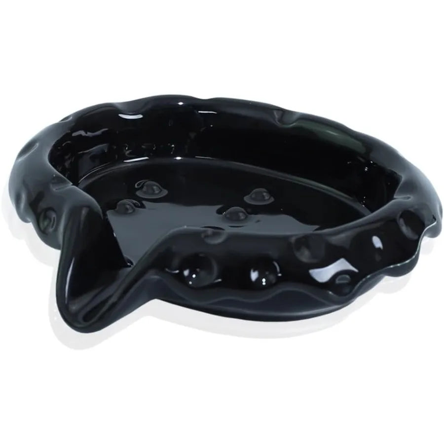 Ceramic Soap Dishes with Drain Spout Modern Bathroom Countertop Soap Holder Porcelain Soap Tray for Sink Black.